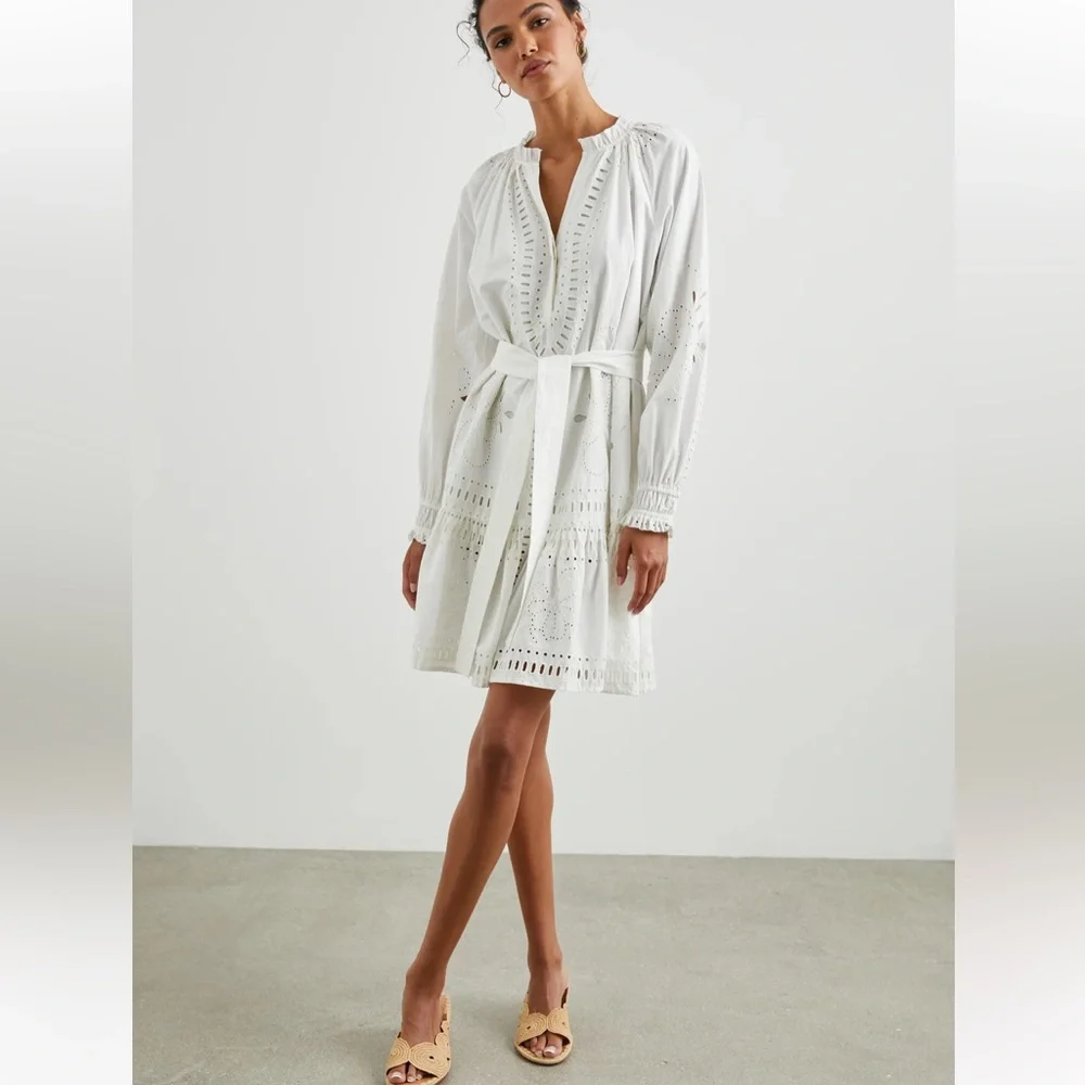 Rails Saylor Eyelet Dress in White * Missing Belt* size Small - Picture 1 of 14